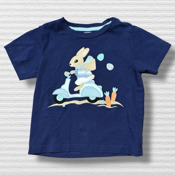 Gymboree Easter Bunny Scooter Tee Navy Blue 2T - Picture 1 of 5